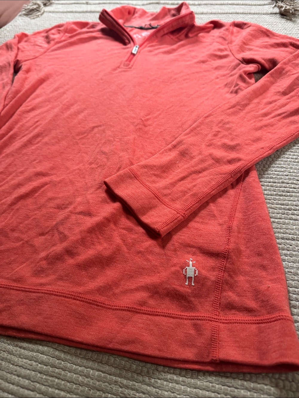 Smartwool zip top 250 merino wool base layer 1/4 zip coral sunset women’s M NEW - Picture 4 of 9
